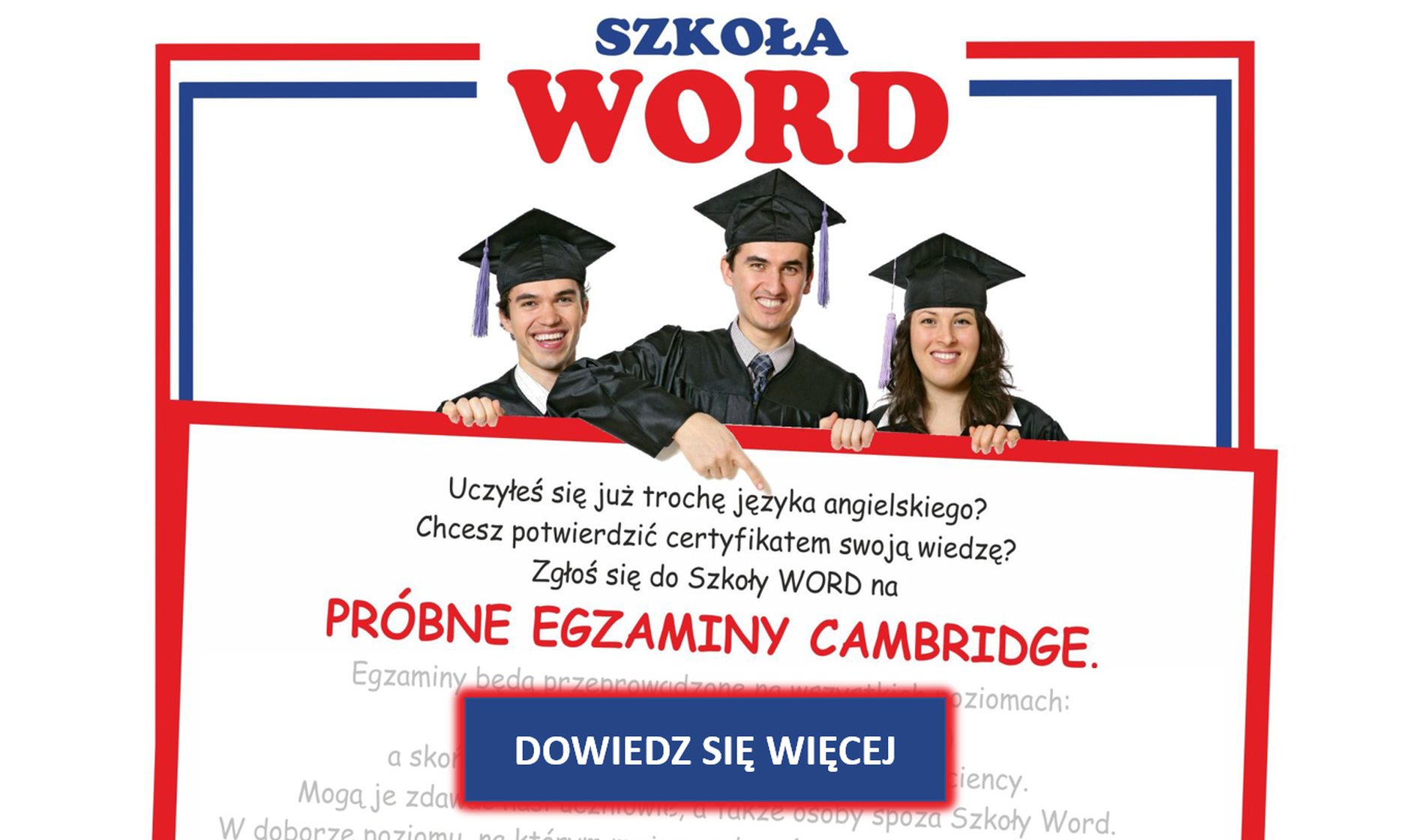 Próbne egzaminy Cambridge 2025 w Szkole Word!