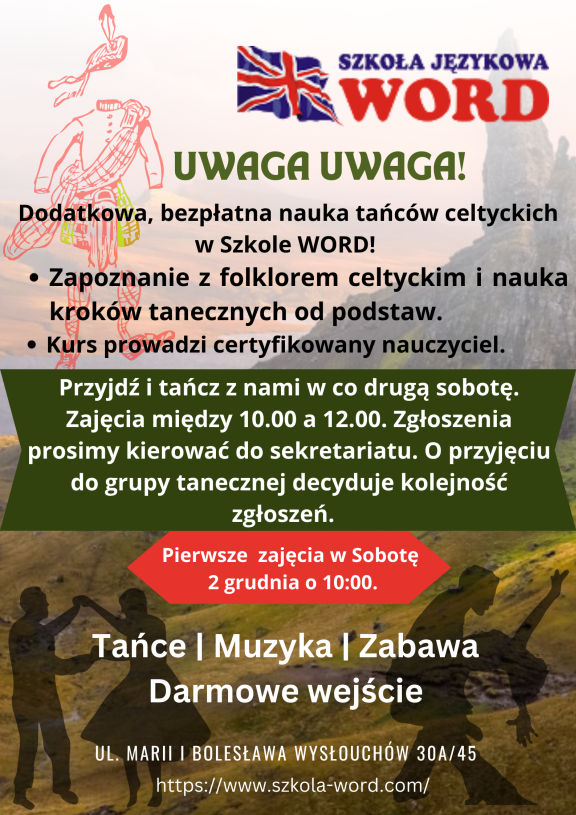 Bezpłatna nauka tańców celtyckich w Szkole Word