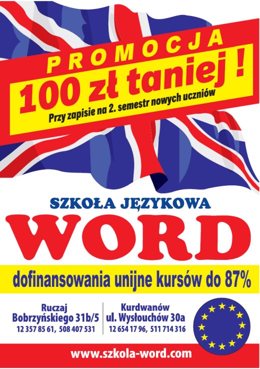 Promocja 100 zł taniej przy zapisie na 2. semestr dla nowych uczniów!