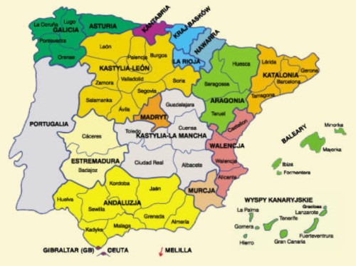 Regiony w Hiszpanii