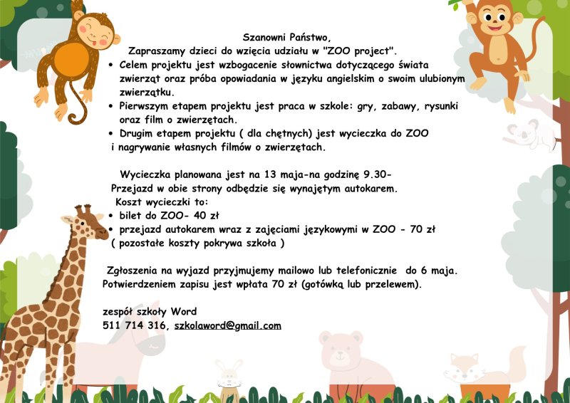 ZOO Project 2026 - plakat